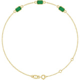 14K Yellow Gold Natural Emerald Bezel-Set 3-Stone 7 1/2" Bracelet