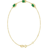 14K Yellow Gold Natural Emerald Bezel-Set 3-Stone 7 1/2" Bracelet