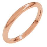 14K Rose Gold 2 mm Comfort-Fit Half Round Band Size 10