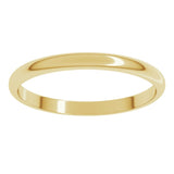 10K Yellow Gold 2 mm Lightweight Half Round Band Size 6.5