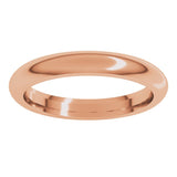 14K Rose Gold 3 mm Comfort-Fit Half Round Band Size 5