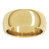 14K Yellow Gold 8 mm Comfort-Fit Half Round Band Size 5.5