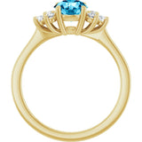 14K Yellow Gold Natural Aquamarine & 1/6 CTW Lab-Grown Diamond Ring