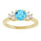 14K Yellow Gold Natural Aquamarine & 1/6 CTW Lab-Grown Diamond Ring