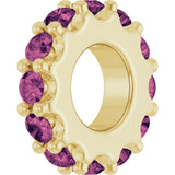 18K Yellow Gold-Plated Sterling Silver Natural Pink Tourmaline Spacer Charm/Pendant
