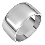14K White Gold 10 mm Lightweight Half Round Band Size 9.5