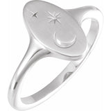 Sterling Silver Moon & Star Signet Ring