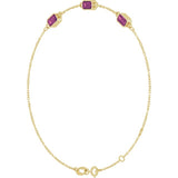 14K Yellow Gold Natural Pink Tourmaline Bezel-Set 3-Stone 7 1/2" Bracelet