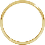 14K Yellow Gold 2.5 mm Lightweight Half Round Band Size 8