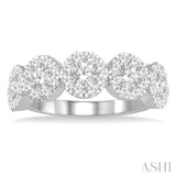 1 1/2 Ctw 5-Stone Lovebright Round Cut Diamond Band in 14K White Gold