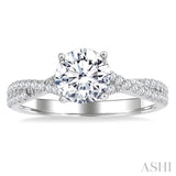 1/3 Ctw Split Criss Cross Round Cut Diamond Semi-Mount Engagement Ring in 14K White Gold