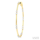 1 Ctw Front and Inner Back Round Cut Diamond Hoop Earrings in 14K Yellow Gold