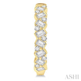 1 Ctw Zigzag Baguette and Round Cut Diamond Hoop Earrings in 14K Yellow Gold
