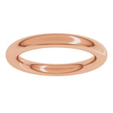 14K Rose Gold 3 mm Comfort-Fit Full Round Band Size 10