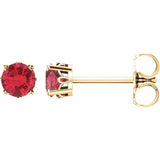 14K Yellow Gold Lab-Grown Ruby Scroll Setting® Stud Earrings