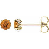 14K Yellow Gold Natural Citrine Scroll Setting® Stud Earrings