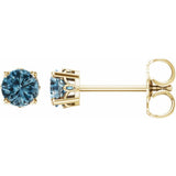 14K Yellow Gold Natural London Blue Topaz Scroll Setting® Stud Earrings