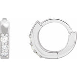 14K White Gold .03 CTW Lab-Grown Diamond Hinged 8 mm Hoop Earrings