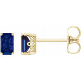 14K Yellow Gold Lab-Grown Blue Sapphire Scroll Setting® Earrings