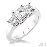 2 Ctw 3 Stone Princess Cut Diamond Ring in 14K White Gold