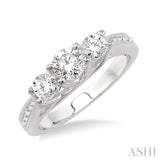 1/2 Ctw Diamond Engagement Ring with 1/4 Ct Round Cut Center Stone in 14K White Gold