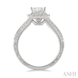 1 1/6 Ctw Diamond Engagement Ring with 3/4 Ct Princess Cut Center Stone in 14K White Gold