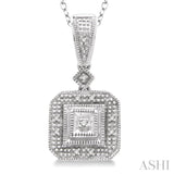 1/20 Ctw Round Cut Diamond Vintage Pendant in Sterling Silver With Chain