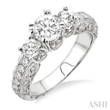 3/4 Ctw Diamond Semi-Mount Engagement Ring in 14K White Gold