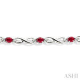 Oval Shape Gemstone & Diamond Bracelet