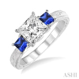 Past Present & Future Semi-Mount Gemstone & Diamond Engagement Ring