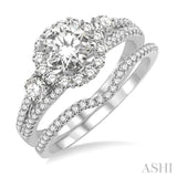 1 Ctw Diamond Wedding Set with 3/4 Ctw Round Cut Engagement Ring and 1/6 Ctw Wedding Band in 14K White Gold