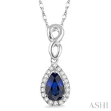 Pear Shape Gemstone & Diamond Pendant