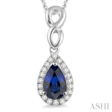 Pear Shape Gemstone & Diamond Pendant