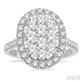 2 ctw Oval Shape Diamond Lovebright Ring in 14K White Gold