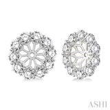 1 Ctw Round Cut Diamond Earrings Jacket in 14K White Gold