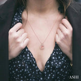 7x7 MM Cushion Shape Morganite and 1/5 Ctw Round Cut Diamond Pendant in 14K Rose Gold with Chain