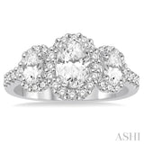 Oval Shape Past Present & Future Semi-Mount Diamond Engagement Ring