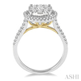 1 ctw Round Diamond Lovebright Halo Engagement Ring in 14K White and Yellow Gold