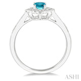 6x4 MM Oval Shape Aquamarine and 1/5 Ctw Round Cut Diamond Semi-Precious Ring in 10K White Gold