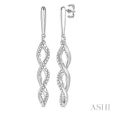 1/5 Ctw Swirl Round Cut Diamond Long Earrings in 10K White Gold