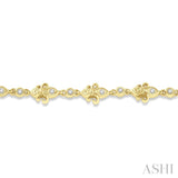 1/3 Ctw Fleur De Lis Round Cut Diamond Link Bracelet in 10K Yellow Gold