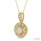 1/8 Ctw Round Cut Diamond Fashion Pendant With Chain in 10K Yellow Gold