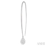 1/3 Ctw Pear Shape Dangler Lovebright Round Cut Diamond Earring in 14K White Gold