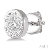 1/2 Ctw Lovebright Round Cut Diamond Bezel Stud Earrings in 14K White Gold