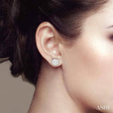 1/2 Ctw Lovebright Round Cut Diamond Bezel Stud Earrings in 14K White Gold