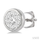 1/3 Ctw Lovebright Round Cut Diamond Bezel Stud Earrings in 14K White Gold