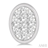 1/3 Ctw Oval Shape Lovebright Round Cut Diamond Bezel Stud Earrings in 14K White Gold