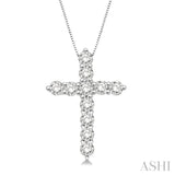 1/2 Ctw Round Cut Diamond Cross Pendant in 14K White Gold with Chain