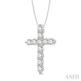 1/2 Ctw Round Cut Diamond Cross Pendant in 14K White Gold with Chain