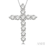 1/2 Ctw Round Cut Diamond Cross Pendant in 14K White Gold with Chain